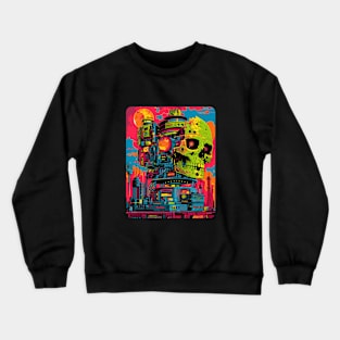 Trippy Skull Robot Crewneck Sweatshirt